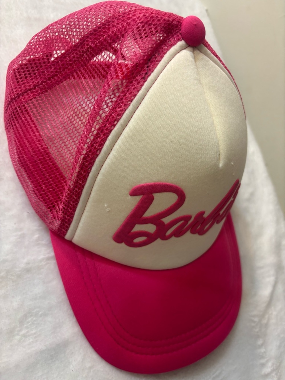Barbie Hot Pink and Cream Mesh Trucker Cap